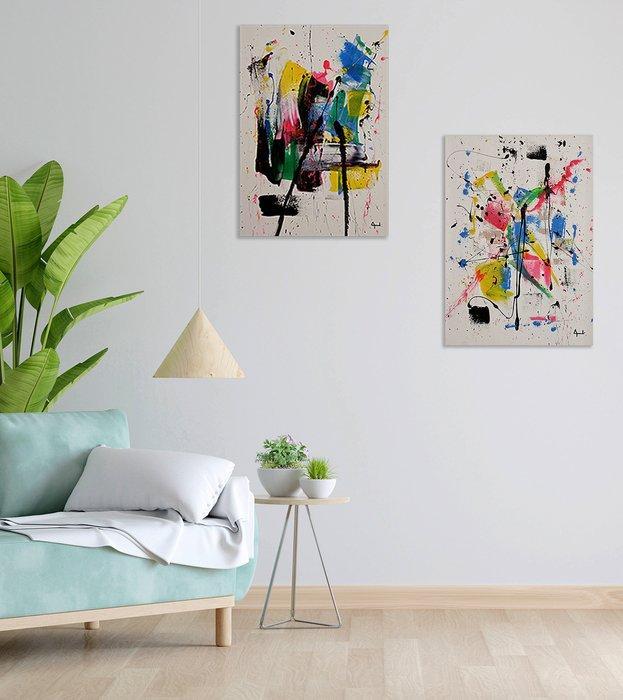 Omar Agrebi - • Il Volo • (Coppia di opere, Libellula +, Antiek en Kunst, Kunst | Schilderijen | Modern