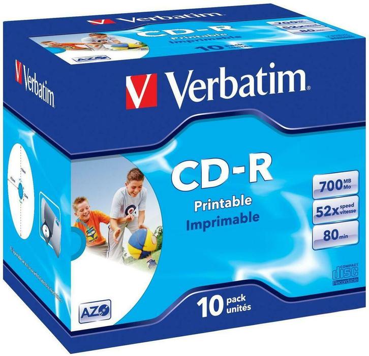 Verbatim | CD-R | 700 MB | AZO | Inkjet Printable | 10 Stuks, Computers en Software, Beschrijfbare discs, Nieuw, Verzenden