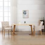 Eetkamerstoel Beige Stof Armleuningen | Retourdeal | 35%..., Huis en Inrichting, Stoelen, Ophalen of Verzenden, Nieuw, Overige kleuren