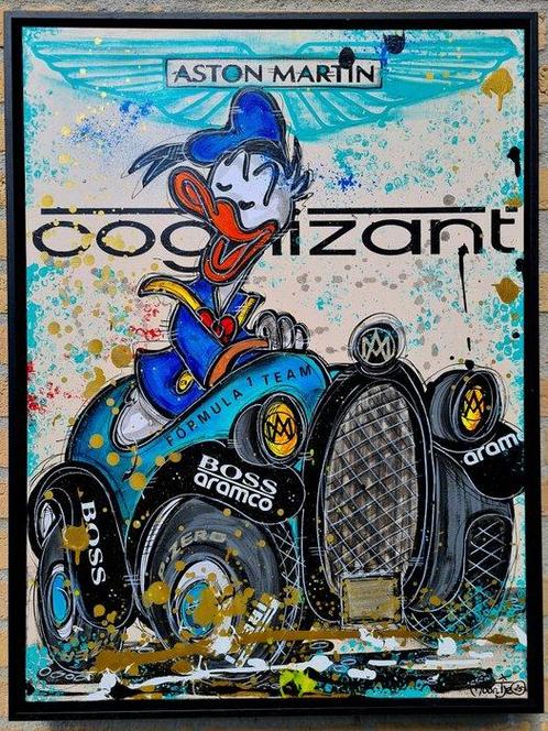 Moontje - Donald as Aston Martin F1 driver., Antiek en Kunst, Kunst | Schilderijen | Modern
