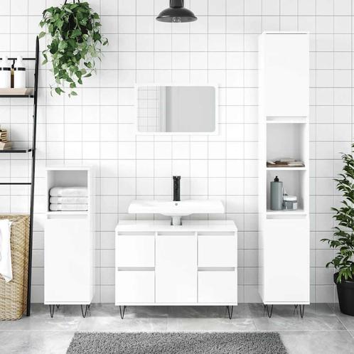 vidaXL Badkamerkast 80x33x60 cm bewerkt hout hoogglans wit, Huis en Inrichting, Badkamer | Badkamermeubels, Nieuw, Minder dan 100 cm