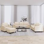 vidaXL 4-delige Loungeset met kussens stof crèmekleurig, Huis en Inrichting, Verzenden, 150 tot 200 cm, Nieuw, Stof