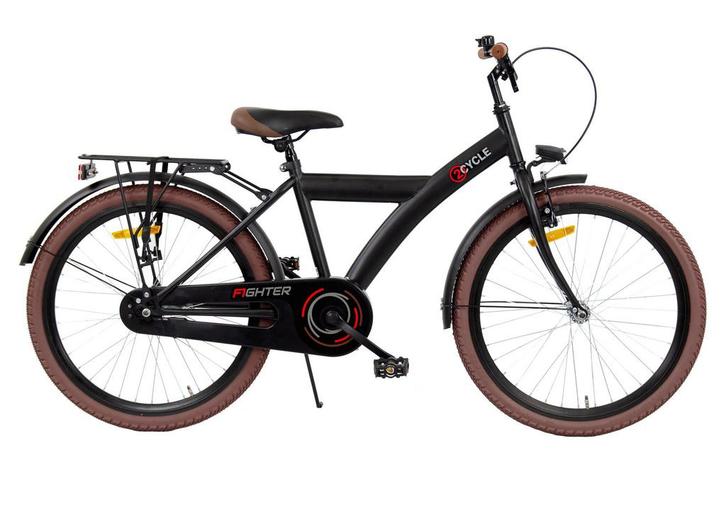2Cycle - Jongensfiets - 24 inch fiets - Zwart - Kinderfiets, Fietsen en Brommers, Fietsen | Jongens, 24 inch, Nieuw, Verzenden