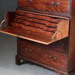 Chest on Chest Tallboy ca 1790 in mahonie met bureau No910, Ophalen of Verzenden