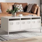 vidaXL Salontafel 101,5x50x43,5 cm koudgewalst staal wit, 100 tot 150 cm, Verzenden, Nieuw, 50 tot 100 cm