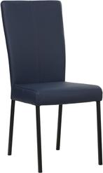Blauwe leren moderne eetkamerstoel - poot vierkant zwart - T, Huis en Inrichting, Stoelen, Overige kleuren, Nieuw, Leer, Ophalen of Verzenden