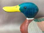 Lokeend - Houten lokeend - hout , metaal, lood, Antiek en Kunst, Curiosa en Brocante