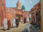 Bruno Retaux (1947) - Rue animée à Marrakech - Maroc, Antiek en Kunst, Kunst | Schilderijen | Klassiek