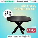 Ronde eettafel van zwart mangohout 140cm al v.a. €365,-!!, Huis en Inrichting, Tafels | Eettafels, Overige houtsoorten, 100 tot 150 cm