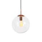Art deco hanglamp koper met helder glas 30 cm - Ball 30, Huis en Inrichting, Lampen | Hanglampen, Nieuw, Glas, Modern, 75 cm of meer