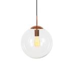 Art deco hanglamp koper met helder glas 30 cm - Ball 30, Nieuw, Glas, Modern, 75 cm of meer