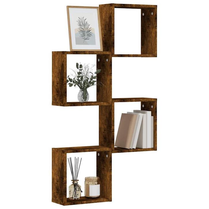 vidaXL Wandrekken kubus 4 st 30x15x30 cm gerookt eiken, Huis en Inrichting, Woonaccessoires | Wandplanken en Boekenplanken, Nieuw