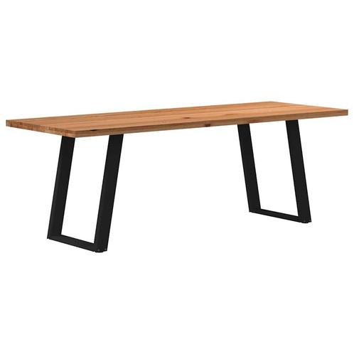 vidaXL Eettafel rechthoekig 220x80x74 cm massief eikenhout, Huis en Inrichting, Tafels | Eettafels, Nieuw, Verzenden