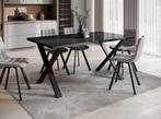 Meubella | Eettafel hoogglans zwart 160 cm modern, 50 tot 100 cm, Nieuw, 150 tot 200 cm, Modern