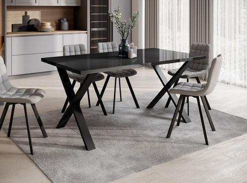 Meubella | Eettafel hoogglans zwart 160 cm modern, Huis en Inrichting, Tafels | Eettafels, 150 tot 200 cm, Nieuw, 50 tot 100 cm