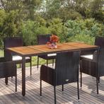 vidaXL Tuintafel met houten blad 190x90x75 cm poly rattan, Verzenden, Nieuw