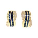 Gouden vintage oorstekers met saffier en diamant 18 krt, Ophalen of Verzenden, Nieuw