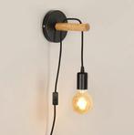 Vintage Industriële Wandlamp met Hout en E27 Fitting, Verzenden, Nieuw
