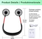 Draadloze Nekventilator met 360 Graden Rotatie - Krachtige, Verzenden, Nieuw