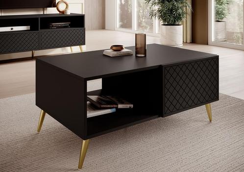 Meubella Salontafel Tadeo zwart goud 100 cm, Huis en Inrichting, Tafels | Salontafels, 50 tot 100 cm, Nieuw, Minder dan 50 cm