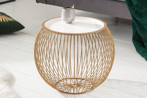 Ronde salontafel OPSLAG 40cm goud wit metalen dienblad, Huis en Inrichting, Tafels | Salontafels, Ophalen of Verzenden