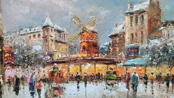 Christof Vevers (1962) - Le Moulin Rouge ~ Paris ~ Quartier, Antiek en Kunst, Kunst | Schilderijen | Klassiek