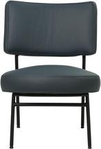 Blauwe leren moderne retro stoel - Toledo Leer Marine (blauw, Huis en Inrichting, Klassiek, Nieuw, Ophalen of Verzenden, 50 tot 75 cm