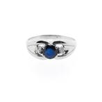 Witgouden ring met saffier en diamant | 0,05 ct., Gebruikt, Overige kleuren, Ophalen of Verzenden, Kleiner dan 17