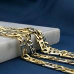 Bicolor gouden marineschakel ketting, Sieraden, Tassen en Uiterlijk, Kettingen, Ophalen of Verzenden, Gebruikt, Overige kleuren