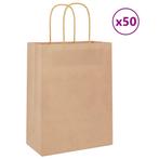 vidaXL Papieren zakjes 50 st met hengsels 21x11x28 cm bruin, Diversen, Verzenden, Nieuw