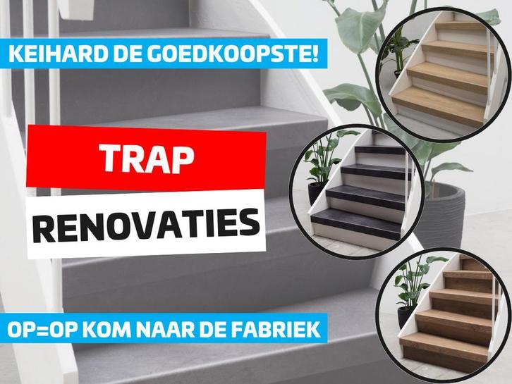 Betonlook PVC traprenovatieset v.a. €475 excl. btw, Huis en Inrichting, Stoffering | Vloerbedekking, 75 m² of meer, Wit, Crème