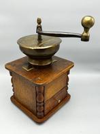 Antieke houten koffiemolen - Koffiemolen - Hout, Messing,