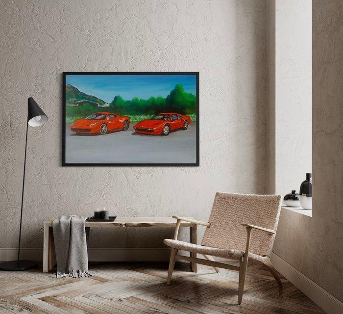 Andrea Bascarin - Auto vintage, Antiek en Kunst, Kunst | Schilderijen | Modern