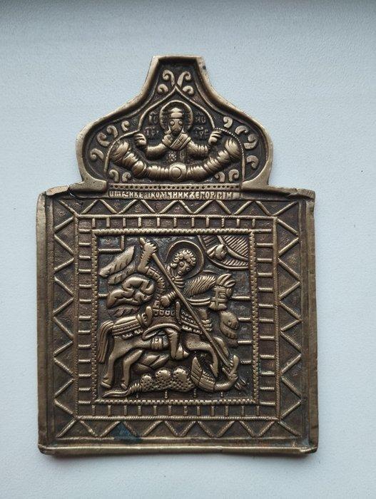 Reis-icoon - Joris de Drakendoder - Brons, Antiek en Kunst, Kunst | Niet-Westerse kunst