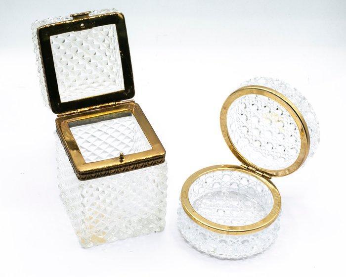 Sieradendoos (2) - Portagioie - Kristal, goudkleurig metaal, Antiek en Kunst, Curiosa en Brocante