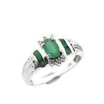 10 Krt. Ring met smaragd en diamant (dames sieraden), Ophalen of Verzenden, Goud, Met edelsteen