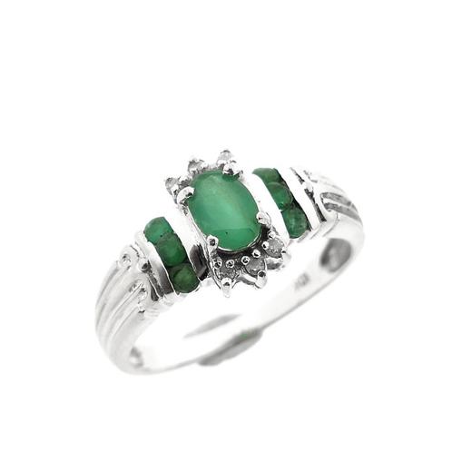10 Krt. Ring met smaragd en diamant (dames sieraden), Sieraden, Tassen en Uiterlijk, Antieke sieraden, Met edelsteen, Goud, Ophalen of Verzenden