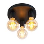 Moderne plafondlamp zwart rond - Facil 3, Huis en Inrichting, Lampen | Plafondlampen, Nieuw, Overige materialen, Klassiek / Antiek