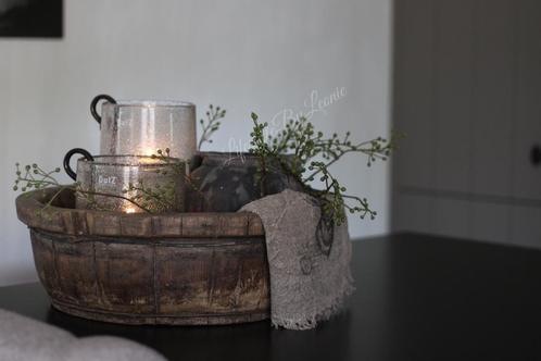 Ronde gebruikte houten olijfbak - maat L, Huis en Inrichting, Woonaccessoires | Overige, Nieuw, Ophalen of Verzenden