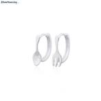 Zilveren vork en lepel huggie hoops, Verzenden, Nieuw, Zilver