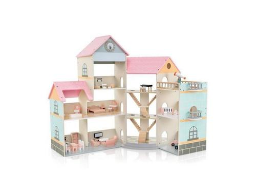 Costway Poppenhuis - 3 Verdiepingen met 42 Accessoires - 107, Huis en Inrichting, Woonaccessoires | Overige, Nieuw, Verzenden