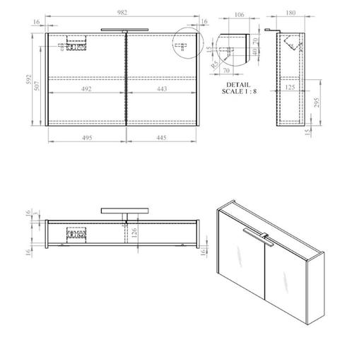 Best-Design Happy MDF Spiegelkast + Verlichting 100x60cm, Doe-het-zelf en Verbouw, Sanitair, Ophalen of Verzenden