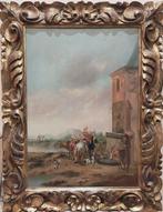 Scuola francese (XVIII-XIX) - Contadini alla fontana, Antiek en Kunst