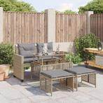 vidaXL 4-delige Loungeset met kussens poly rattan en glas, Verzenden, Nieuw, Rotan, Loungeset