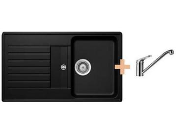 Veiling - Welltime Berlin Spoelbak (Zwart) + kraan (RVS) beschikbaar voor biedingen