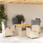 vidaXL 5-delige Tuinset met kussens poly rattan beige, 4 zitplaatsen, Nieuw, Tuinset, Verzenden