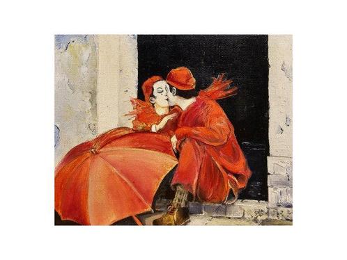 European School (XX) - The Harlequins Kiss, Antiek en Kunst, Kunst | Schilderijen | Klassiek