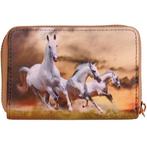 Portemonnee 3 galopperende witte paarden - 14x9cm NIEUW, Sieraden, Tassen en Uiterlijk, Portemonnees, Ophalen of Verzenden, Nieuw