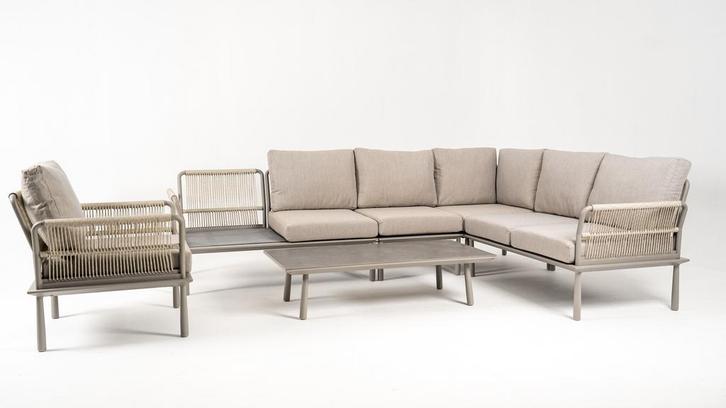 Hoek Loungeset - Trino - Aluminium - Beige - Datho Outdoor, Tuin en Terras, Tuinsets en Loungesets, Verzenden