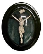 Groot frame met gebold glas - Kruisiging - 49 cm - Antiek -